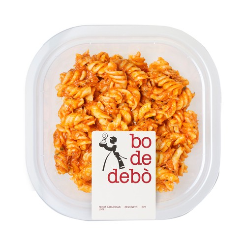 BO DE DEBÓ Fussili con salsa de tomate y atún, listo para calentar y comer 280 g.