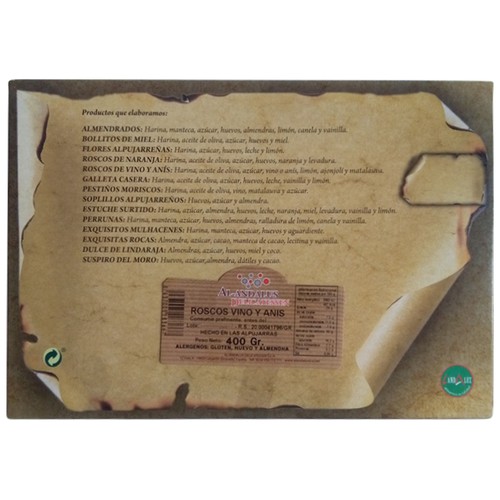 LA TAHONA ALPUJARREÑA Roscos de vino y anís 400 g.