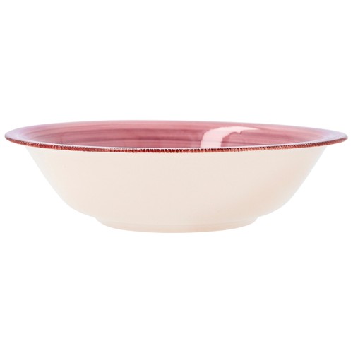 Ensaladera de gres de 23cm diseño en color rosa con espirales, Peoni Vita, QUID