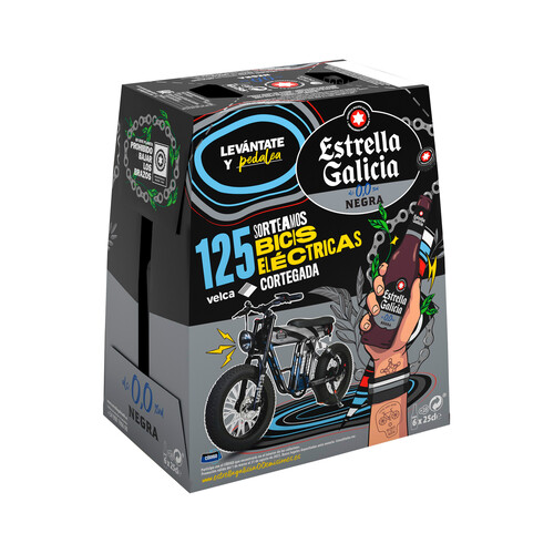 Cervezas negra (0,0 % Vol.) ESTRELLA GALICIA pack 6 uds. x 25 cl.