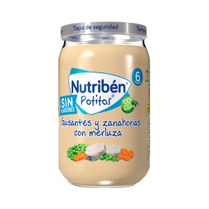 Potitos® de guisantes y zanahorias con merluza a partir de 6 meses 235 g.