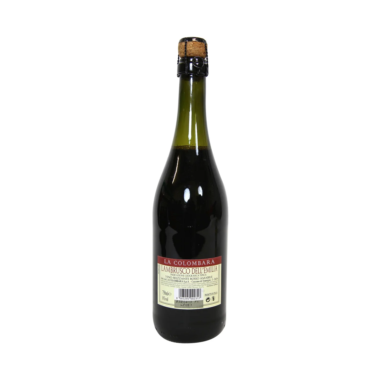 LA COLOMBARA  Vino tinto lambrusco de Italia LA COLOMBARA botella de 75 cl.