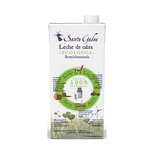 SANTA GADEA Leche de cabra ecológica Pack de 6 botellas de 1 L.