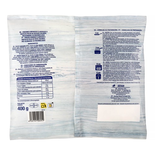 AUCHAN Varitas de salmón empanadas 400 g Producto Alcampo.