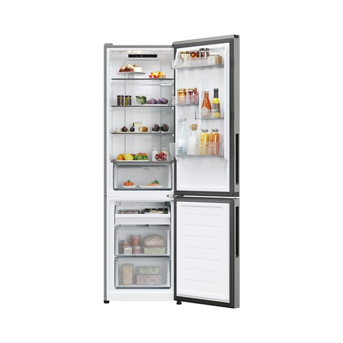 Frigorífico combi 182cm CANDY CNCQ2T518EX Inox, NO FROST, clasificación energética: E, H: 182cm A: 54,5cm, F: 60,2cm, capacidad total: 279L.