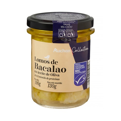PRODUCTO ALCAMPO Collection Lomos de bacalo (MSC) en aceite de oliva tarro 130 g.