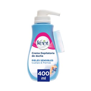 VEET Crema depilatoria de ducha, para piernas y cuerpo, espcial pieles sensibles VEET 400 ml.