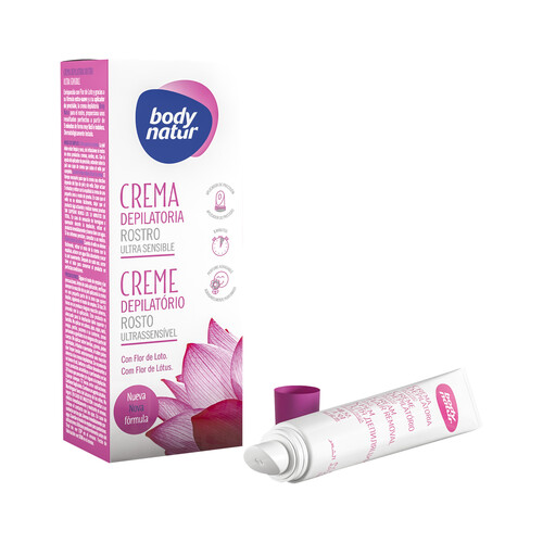 BODY NATUR Crema depilatoria facial, para labio y menton, especial pieles ultra sensibles BODY NATUR 20 ml.