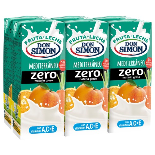 Imagen de Bebida de leche y zumo de frutas mediterraneas DON SIMON Funciona max 6 x 200 ml.