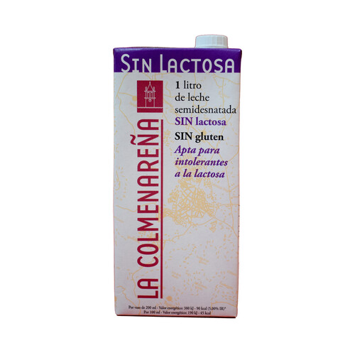 Leche semidesnatada sin lactosa y sin gluten LA COLMENAREÑA 1 l.