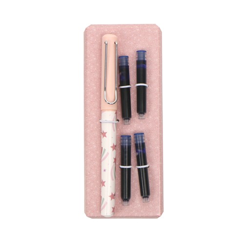 Pluma estilográfica con 4 cartuchos tinta color azul Carrusel. ALCAMPO