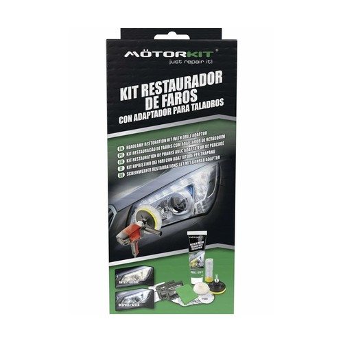 Kit reparador de faros con adaptador para taladros MOTORKIT.
