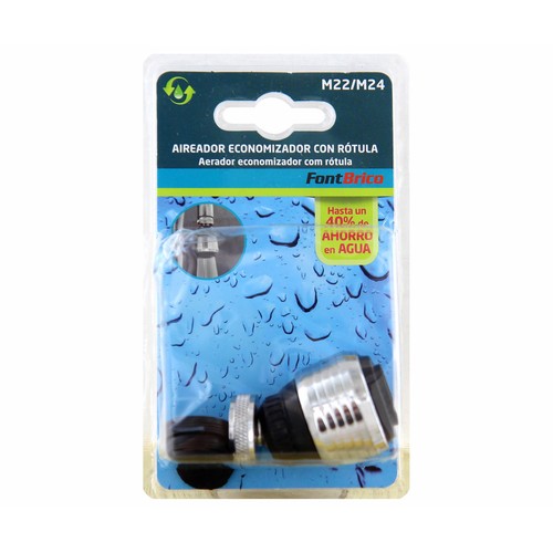 Aireador, economizador con rótula, para griferia doméstica con rosca interior M22 o M24 FONTBRICO.
