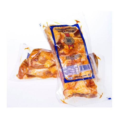 Torreznillos de papada de cerdo, adobados y oreados en secadero, envasados al vacio LA RIBERA 500 g.
