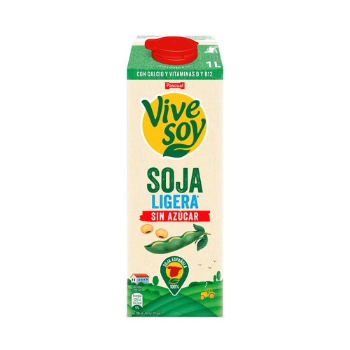 VIVESOY de Pascual Bebida vegetal ligera de soja, sin azúcar 1 l.