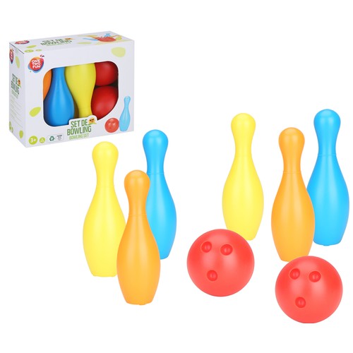 Conjunto de bowling 22cm, 8 bolos y pelotas,  ONE TWO FUN.