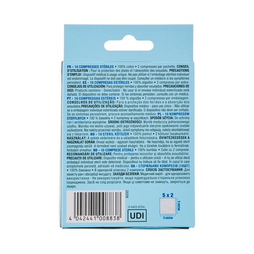 PRODUCTO ALCAMPO Compresas estériles de algodón 100% (5 x 5 cm) 10 uds.