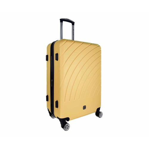 Maleta grande rígida, color amarillo, de 70 cm. tipo trolley con 8 ruedas AIRPORT ALCAMPO.