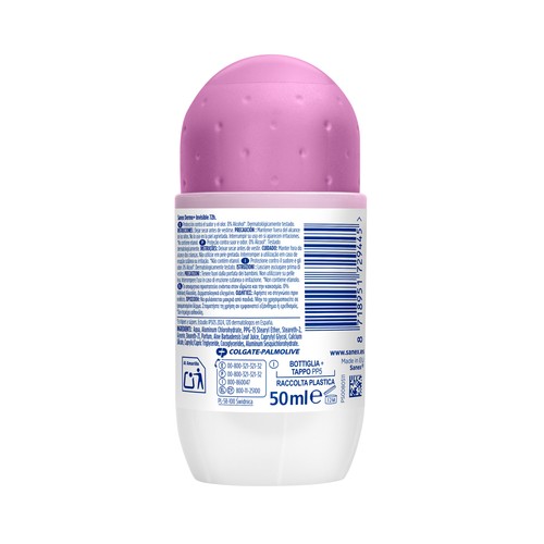 SANEX Dermo+ invisible Desodorante roll on para mujer antitranspirante 72 horas 50 ml.
