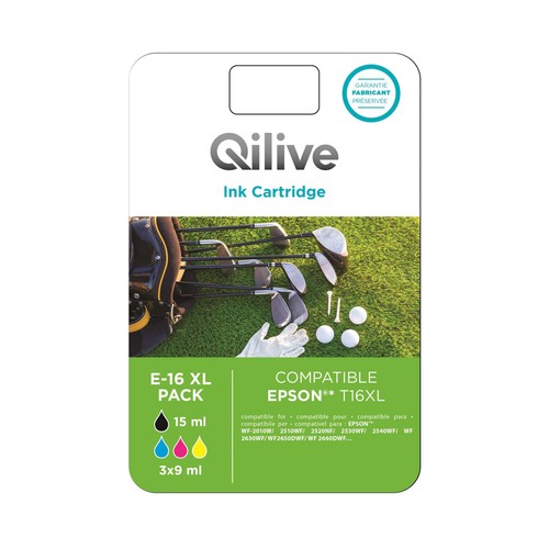 Pack 4 cartuchos de tinta compatibles (Epson 16) QILIVE T1626, negro, cian, magenta y amarillo.