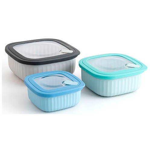 Set de 3 recipientes cuadrados de plástico, 450+850+1400ml, colección Mia BIDASOA.           