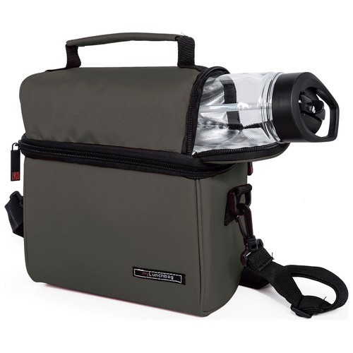 Bolsa para alimentos con interior térmico, 2 recipientes herméticos y botella, Optimal azul IRIS.