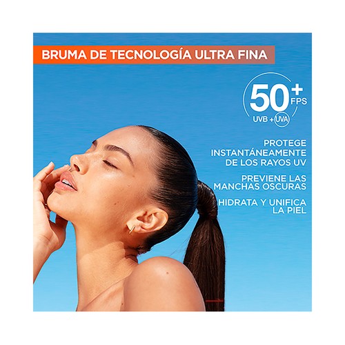 GARNIER Vitamina C Bruma facial acabado invisible con FPS 50+ (muy alto) 75 ml.