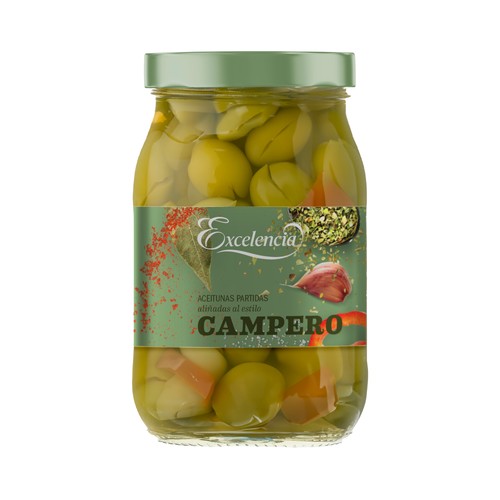 EXCELENCIA Aceitunas aliñadas estilo campero 800 g.