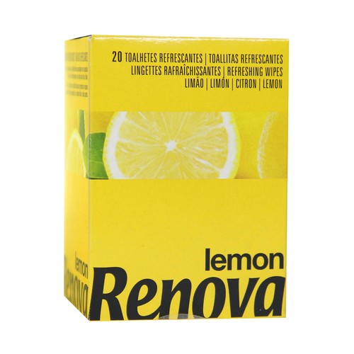 RENOVA Toallitas húmedas refrescantes con perfume de limón 20 uds.