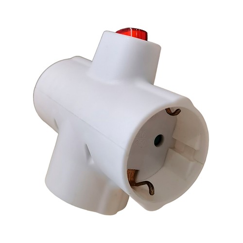 Adaptador frontal de 3 tomas, 16 amperes, con interruptor, ALCAMPO.