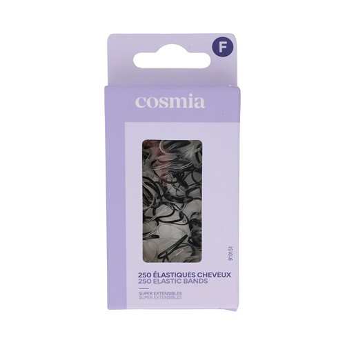 COSMIA Gomas elásticas pequeñas de colores negro y transparente 250 uds.