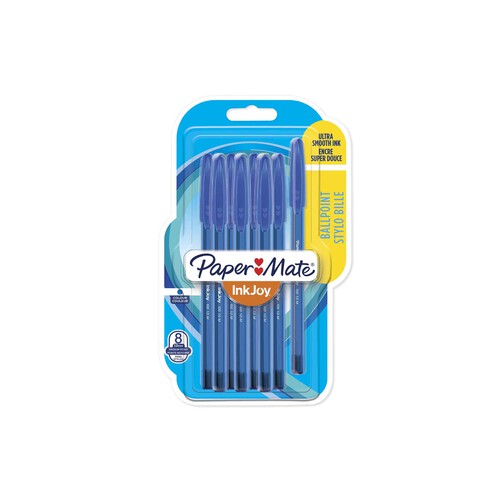 8 bolígrafos Inkjoy, punta media con grosor de 1 mm, color azul, PAPER MATE.