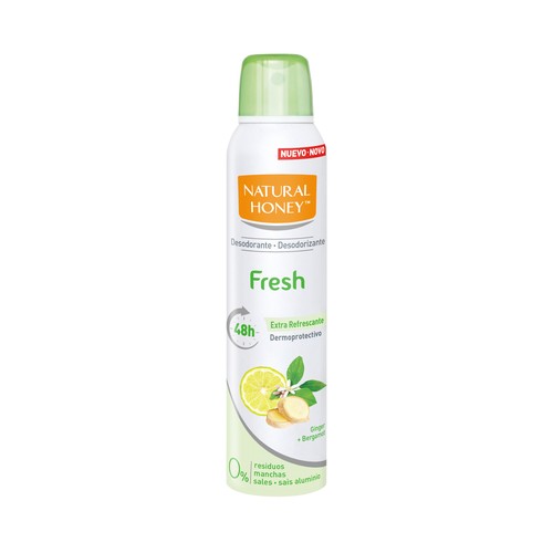 NATURAL HONEY Fresh Desodorante en spray para mujer, con aroma a gengibre y bergamota 200 ml.