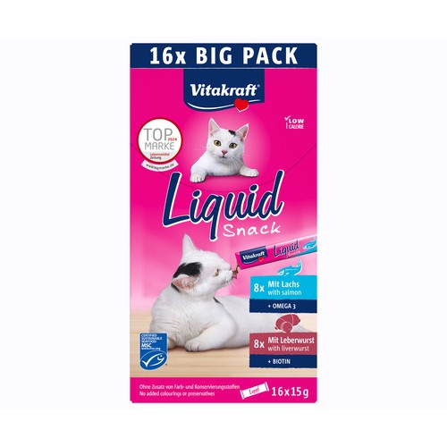 VITAKRAFT Snack líquido para gato de salmón y paté 240 gr.