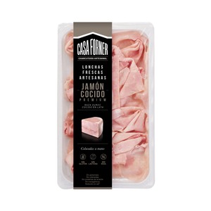 Casa Forner Jamón Cocido en Lata, Cotado en Lonchas Colocadas a Mano Casa Forner Premium 100 G