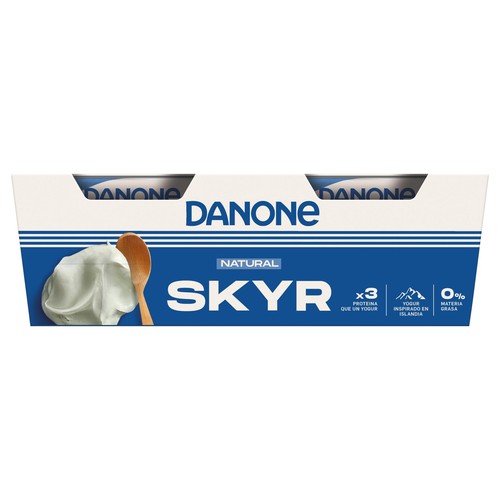 DANONE Yogur natural estilo Islandes con 0% materia grasa y sin azúcares añadidos DANONE 2 x 145 g.