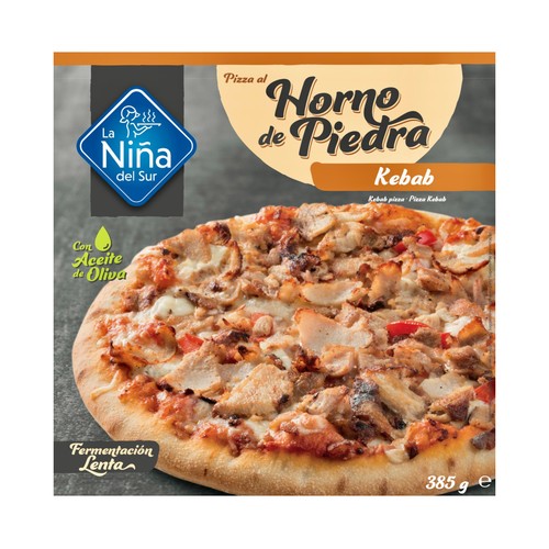 LA NIÑA DEL SUR Pizza congelada de kebab hecha al horno de piedra 385 g.