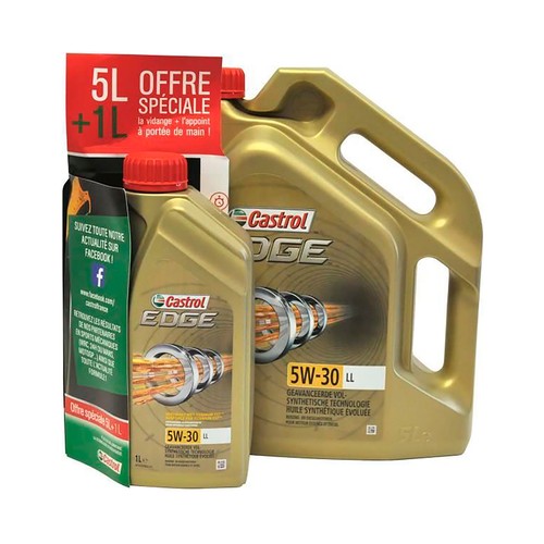 Aceite lubricante sintético, 5W-30LL, 5L + 1L, CASTROL EDGE.