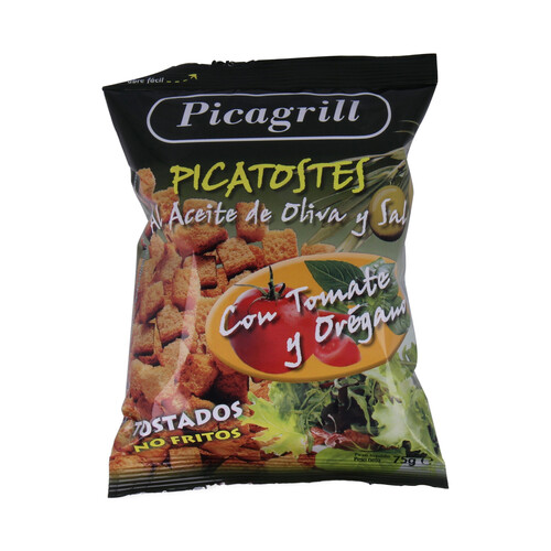 PICAGRILL Picatostes con aceite de oliva tomate y orégano 75 g.