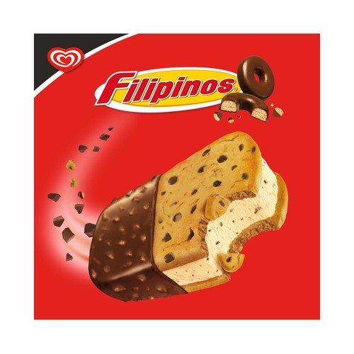 FILIPINOS de Frigo Sandwich XXL de helado de galleta con chips de galletas de chocolate 4 x 130 ml.