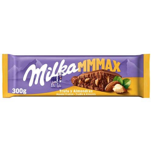 MILKA Chocolate con leche, trufa y almendras 300 g.