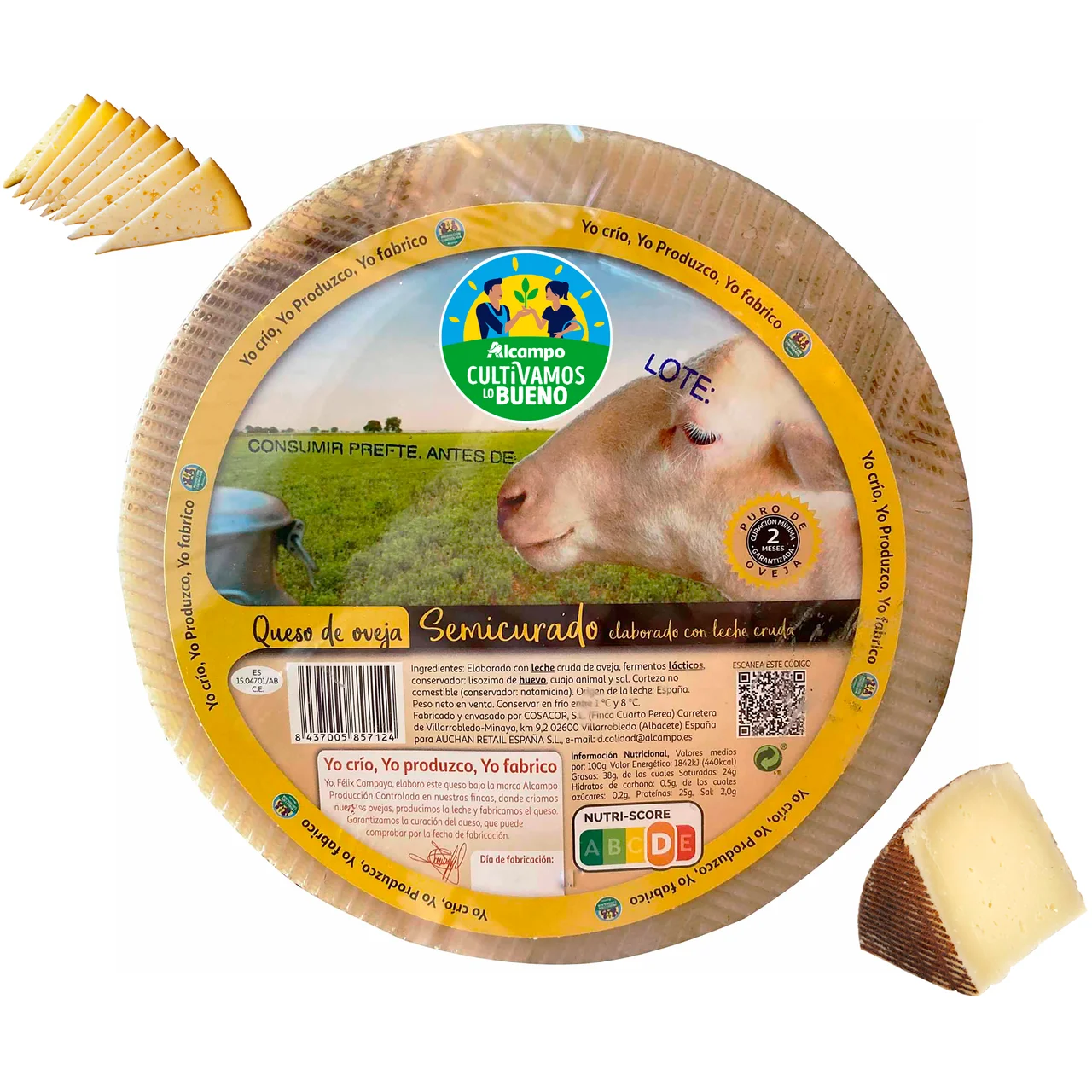 ALCAMPO CULTIVAMOS LO BUENO Queso de oveja semicurado, leche cruda - Trozo