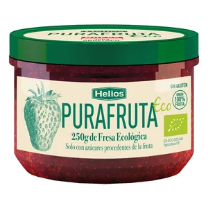 HELIOS Puré fresas ecológicas, con azúcar procedente de la fruta 250 g.