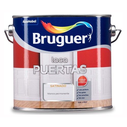 Laca para puertas de color blanco 2,5L, BRUGUER.