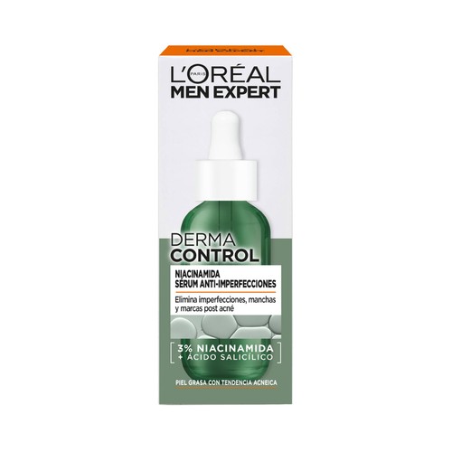 L´ORÉAL PARIS Men expert derma control Sérum eliminador de manchas y marcas post acné 30 ml.