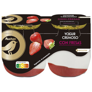 Imagen de ALCAMPO GOURMET Yogur cremoso natural azucarado con fresas y sin gluten  2 x 125 g.