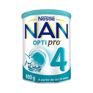 NAN Optipro Leche (4) infantil de continuación en polvo, con hierro y 13 vitaminas, a partir de 24 meses 800 g.
