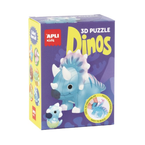 Manualidad dinosaurio 3D modelo Triceratops. APLI KIDS