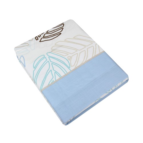 Juego de sábanas 50% algodón 50% poliéster, 3 piezas color lila estampado hojas, 90cm. PRODUCTO ALCAMPO.
