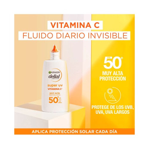 DELIA Super uv de Garnier Protector solar facial con acción anti-manchas oscuras y FPS 50+ (muy alto) 40 ml.